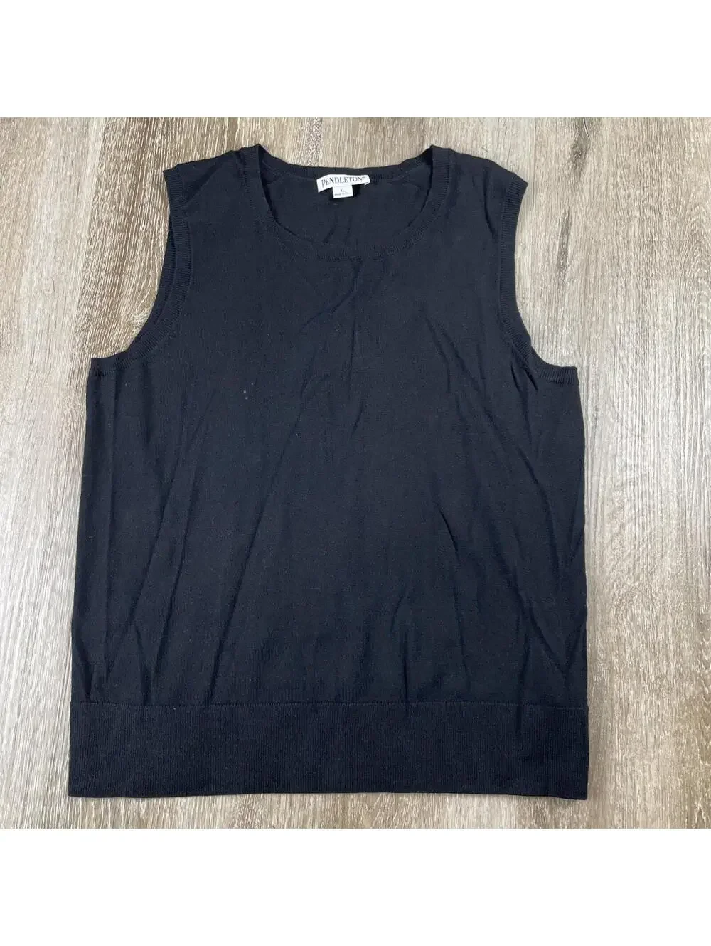 Pendleton Merino Wool Sweater Vest Black Tight Knit Size XL Classy Lightweight